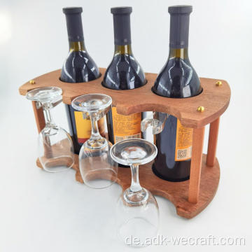 Multifunktions-Holzwein-Display-Rack mit Inhabern